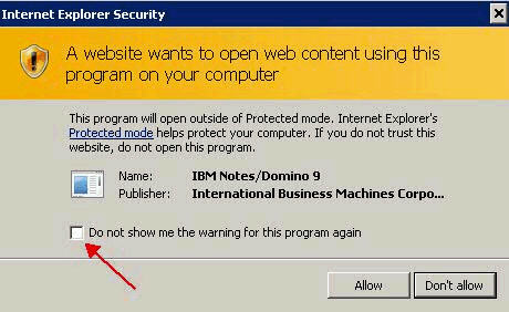 Security message - Internet Explorer