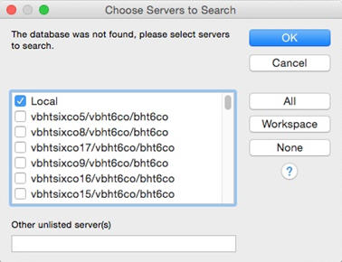 Choose servers to search dialog