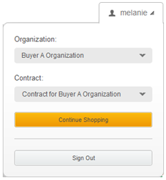 Sign-in page for switching organizations and contracts