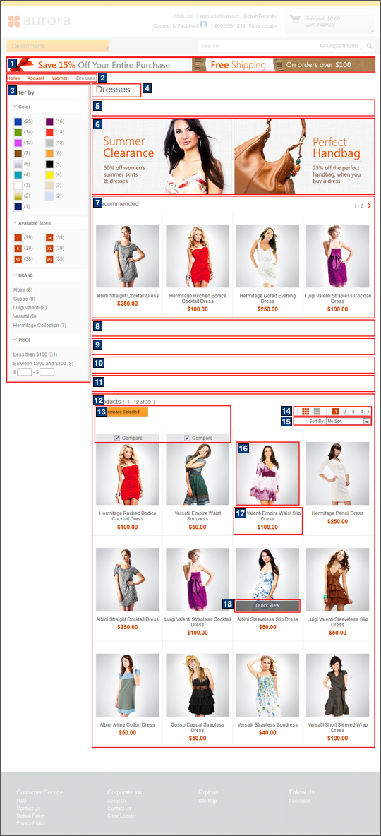 Subcategory page screen capture