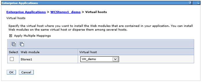 Virtual hosts configuration for store application