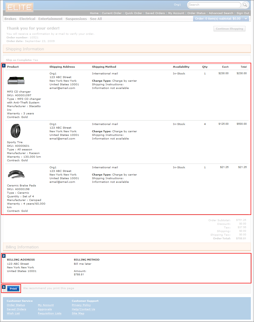 Full size image of Checkout confirmation: Multiple shipping and billing addresses