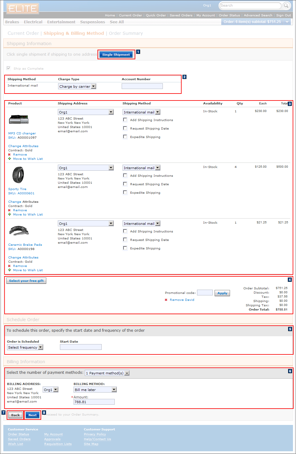 Full size image of Checkout method: Multiple shipping and billing addresses