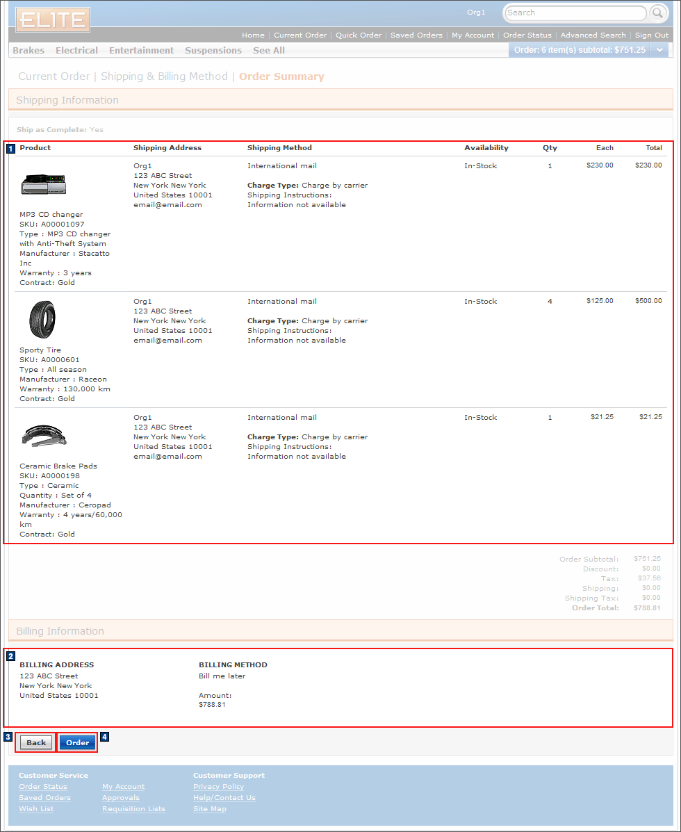 Full size image of Checkout summary: Multiple shipping and billing addresses