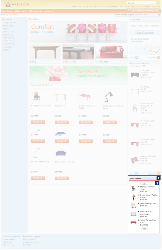 Screen capture of best sellers e-Marketing Spot