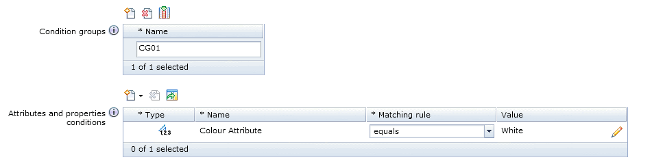Attribute dictionary attribute condition sample screen capture