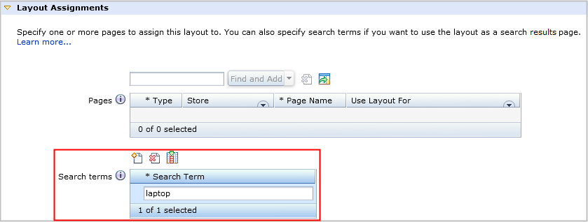 Assigning a layout to a search term