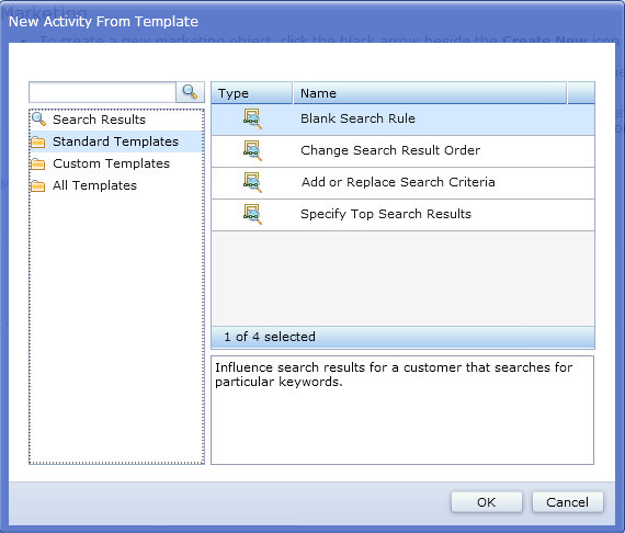 New Search Rule From Template window (Feature Pack 6)