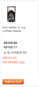 Installment payment option for coffee maker in Brazil starter store
