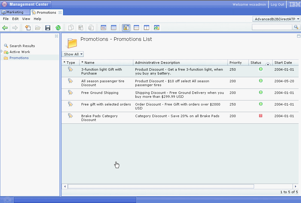 Example list view