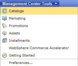 Management Center tools menu