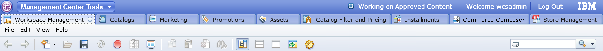 Management Center tool tabs