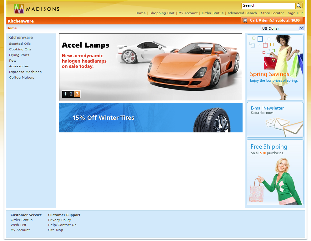 The store home page