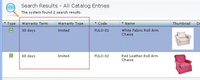 Catalog Search Result list view