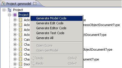 Selecting Generate Model Code