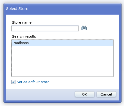 Select Store list with Madisons store option