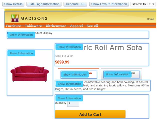 Product Details page with Show Information buttons.