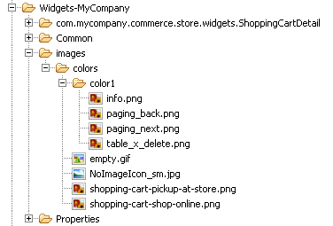 Image file structure for a Shopping Cart widget