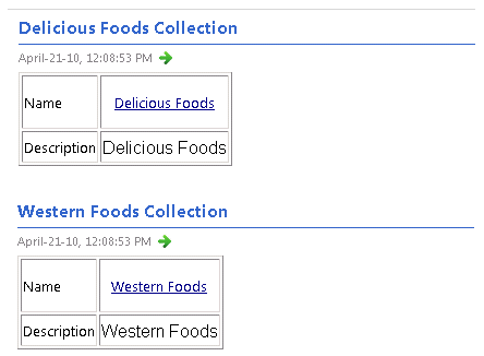 A recipe collection feed displayed in a browser