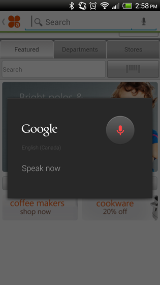 Smart phone voice search page
