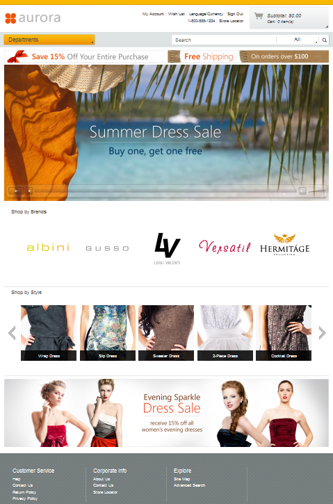Screen capture of Landing pages