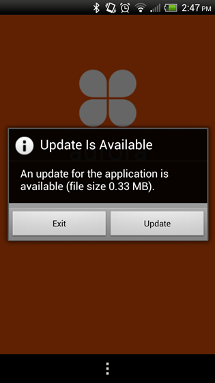 Mobile application update prompt screen capture