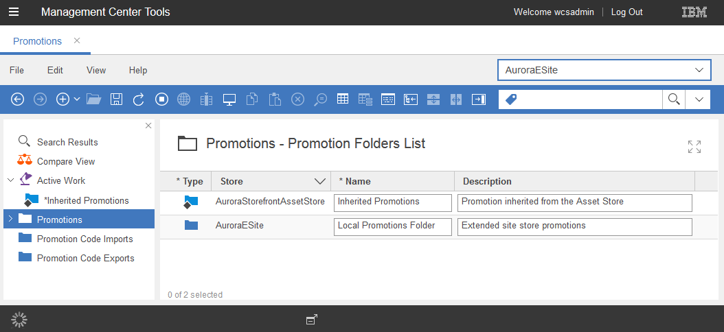 Screen capture of promotion folders