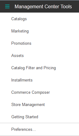 Management Center Tools menu.