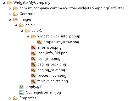 Image file structure for a Shopping Cart widget