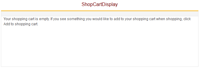Help page displaying the shopping cart widget