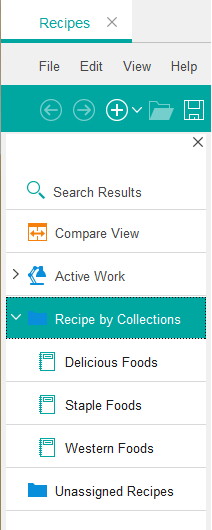 Screen capture displaying the Recipes tool.