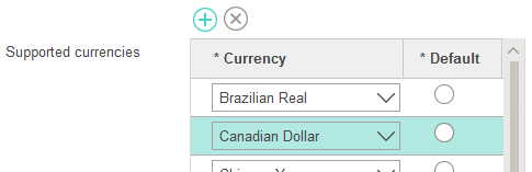 Supported currencies