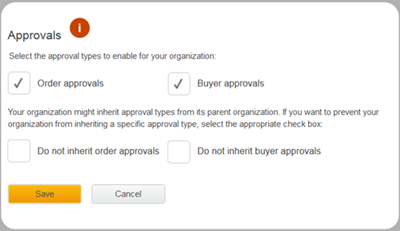 Order approvals and buyer approvals are enabled