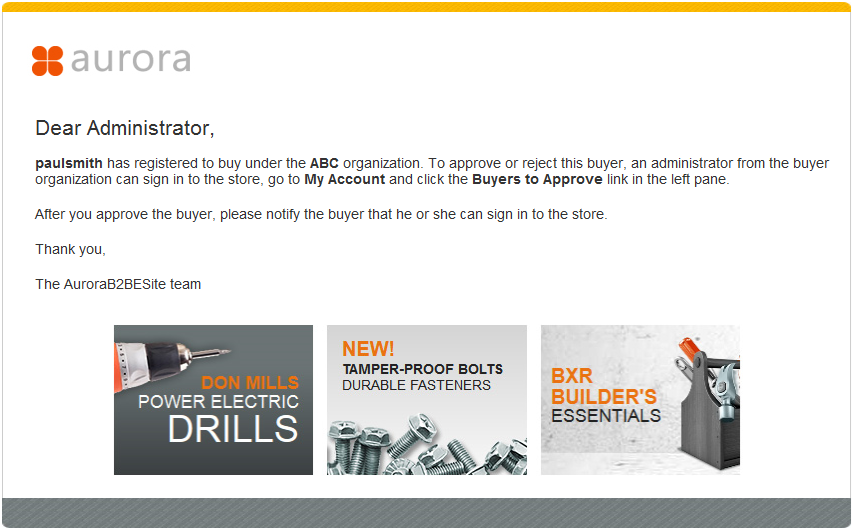 Buyer registration email notification