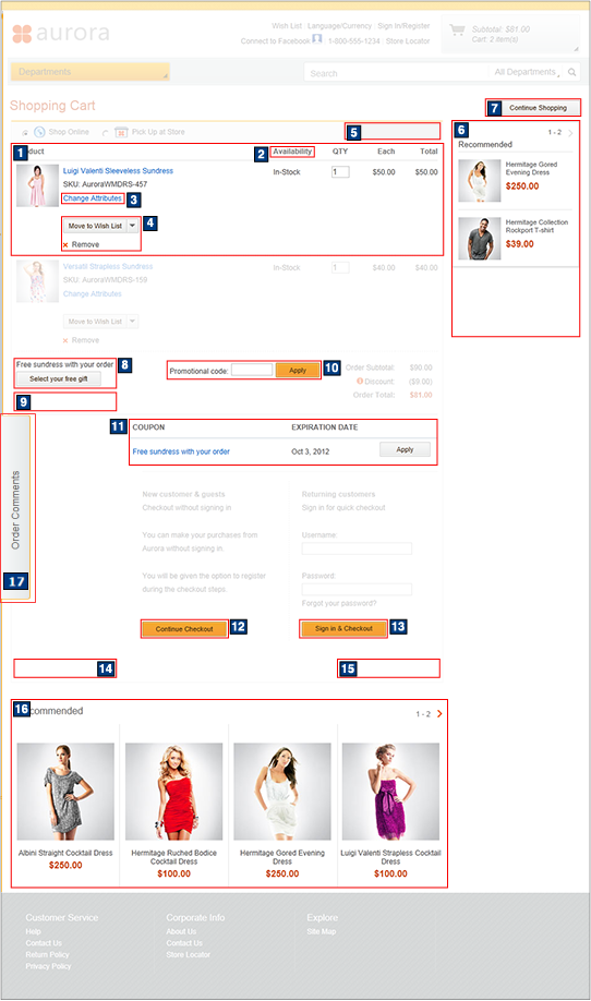 Shopping cart page screen capture