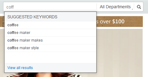 screen capture for auto-suggest list for keywords
