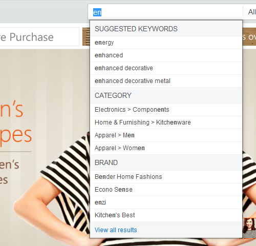 Screen capture for auto-suggest menu