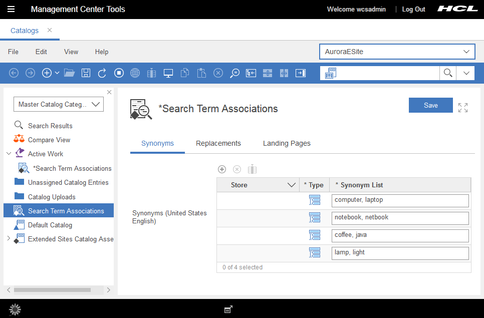 Search term associations overview screen capture