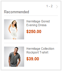 Example of a Catalog Entry Recommendation widget - vertical orientation