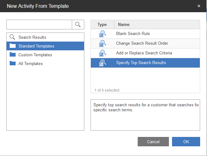 New Search Rule From Template window