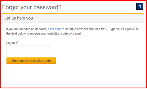 Screen capture of Forgot Password page