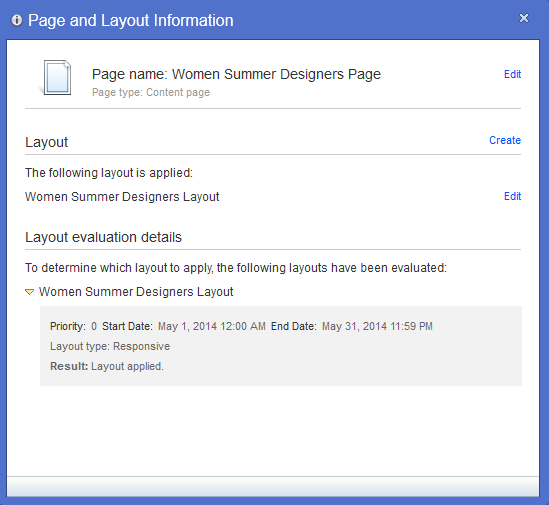 Page and Layout Information window