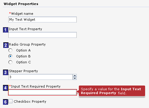 Properties view when Option B is initially selected