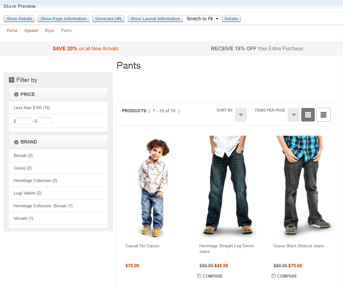 Boys Pants category page