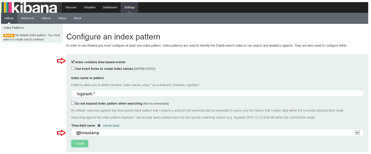 Configuring the Kibana index pattern