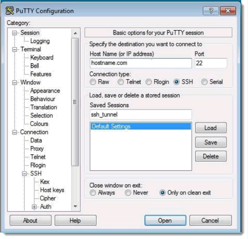 PuTTY Configuration options