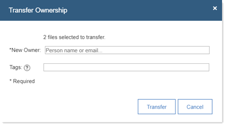 Transfer Ownership window