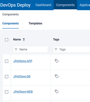 The three components on the Components tab