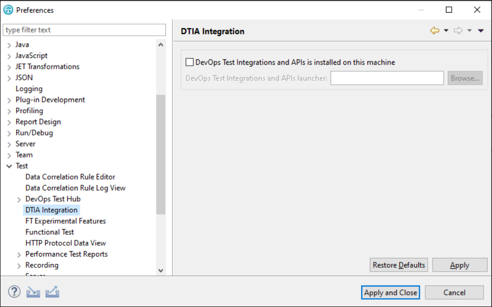 Use the browse button to select Integration Tester execution file