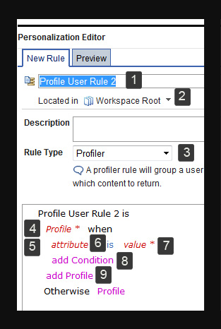 Screen capture of a profiler rule in the Personalization Editor